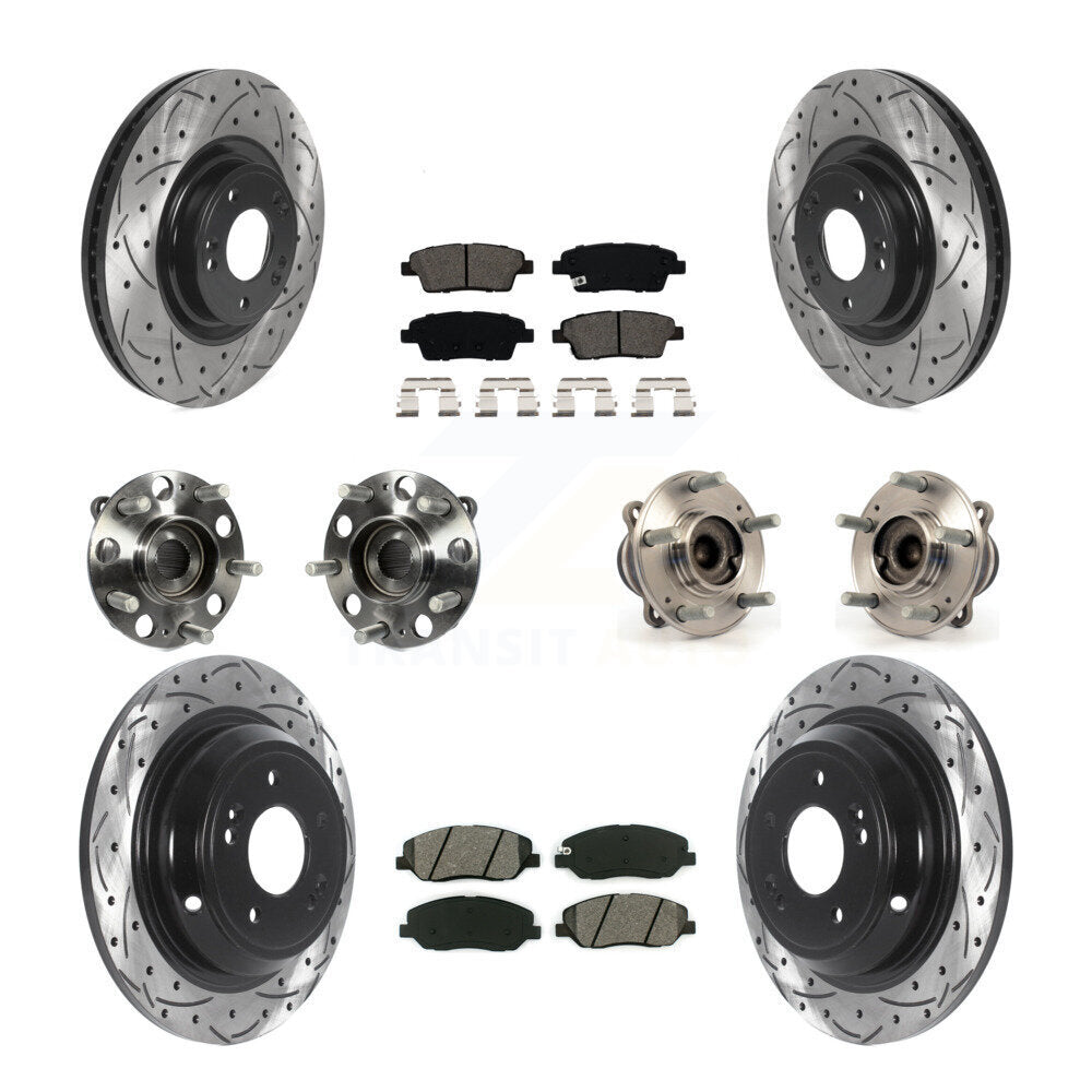 Hub Bearing Coat Brake Rotor Pads Front Rear Kit (10Pc) For Hyundai Genesis 3.8L