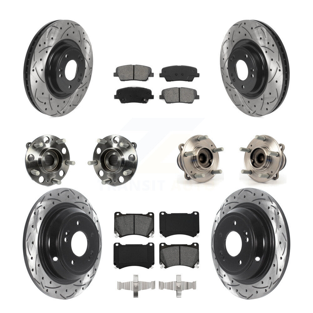 Hub Bearing Coat Brake Rotor Pads Front Rear Kit (10Pc) For Hyundai Genesis 4.6L