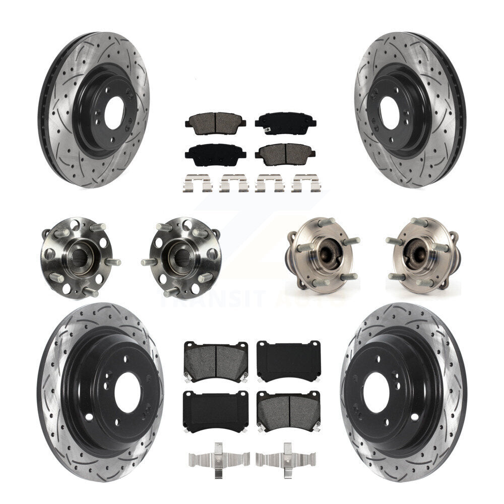 Hub Bearing Coated Brake Rotor And Pad Front Rear Kit (10Pc) For Hyundai Genesis