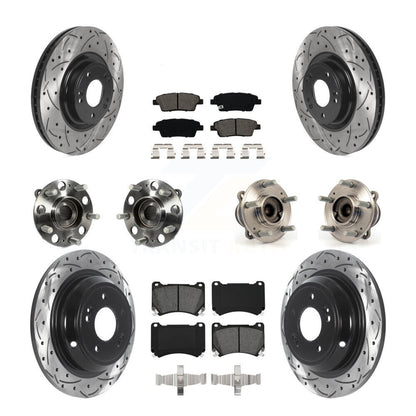 Hub Bearing Coated Brake Rotor And Pad Front Rear Kit (10Pc) For Hyundai Genesis
