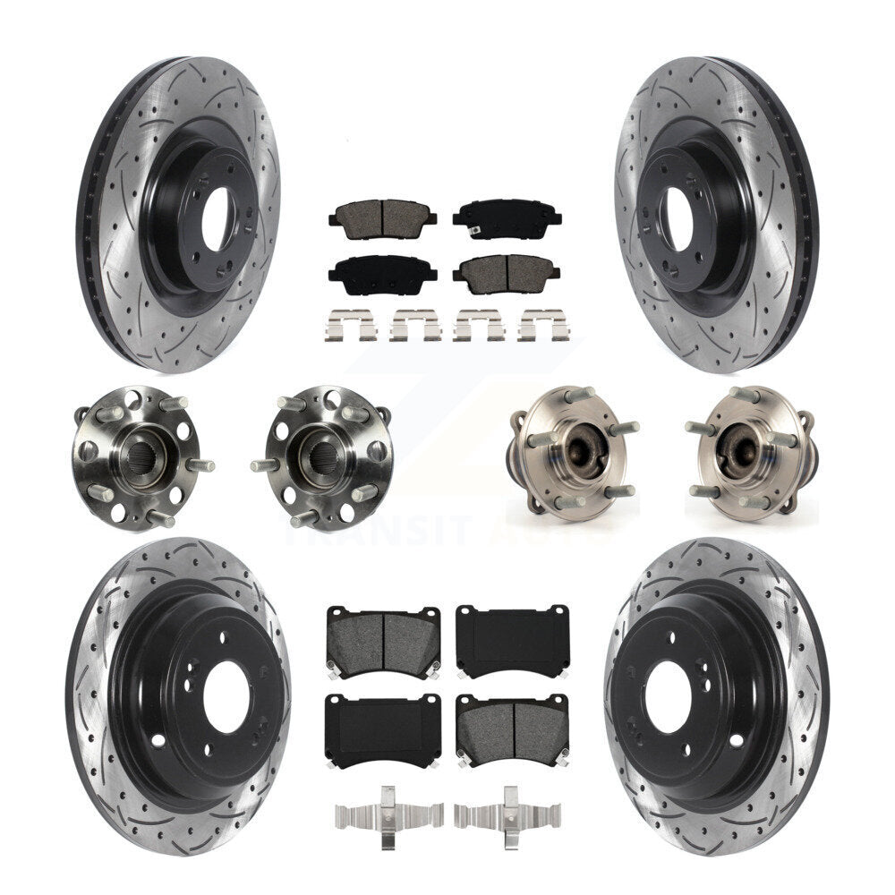 Hub Bearing Coat Brake Rotor Pads Front Rear Kit (10Pc) For Hyundai Genesis 5.0L
