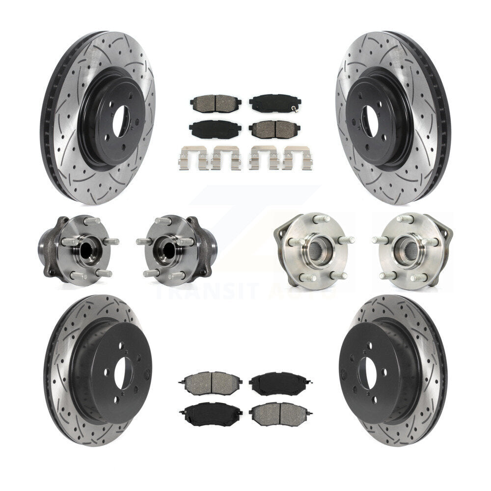 Hub Bearing Coat Brake Rotor Pads Front Rear Kit (10Pc) For Subaru Forester 2.0L