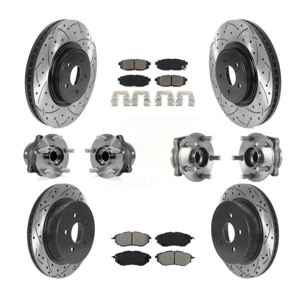 Hub Bearing Coat Brake Rotor Pads Front Rear Kit (10Pc) For Subaru Forester 2.0L