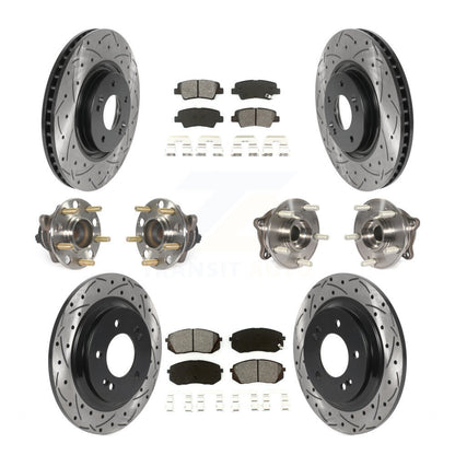 Hub Bearing Coated Disc Brake Rotor Pad Front Rear Kit (10Pc) For Hyundai Sonata