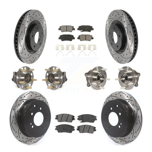 Hub Bearing Coated Disc Brake Rotor & Pad Front Rear Kit (10Pc) For Kia Sportage