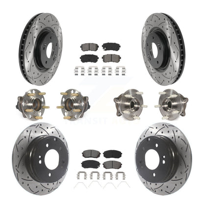 Hub Bearing Coated Disc Brake Rotor And Pad Front Rear Kit (10Pc) For Kia Optima