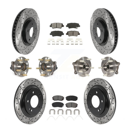 Hub Bearing Coated Disc Brake Rotor Pad Front Rear Kit (10Pc) For Hyundai Sonata