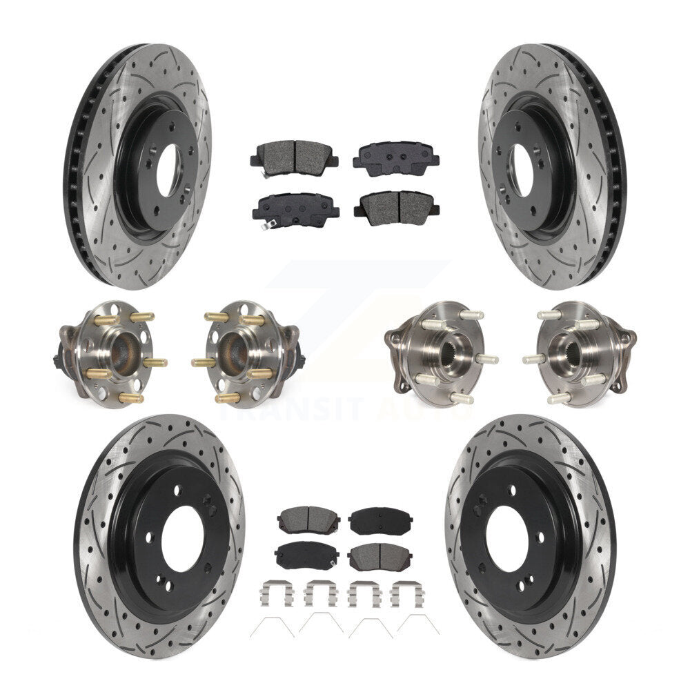 Hub Bearing Coated Disc Brake Rotor And Pad Front Rear Kit (10Pc) For Kia Optima