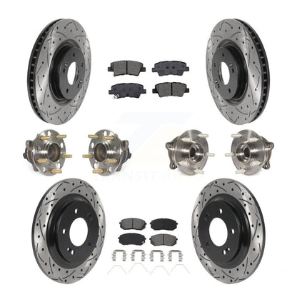 Hub Bearing Coated Disc Brake Rotor And Pad Front Rear Kit (10Pc) For Kia Optima