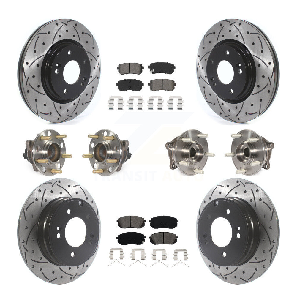 Hub Bearing Coated Disc Brake Rotor And Pad Front Rear Kit (10Pc) For Kia Optima