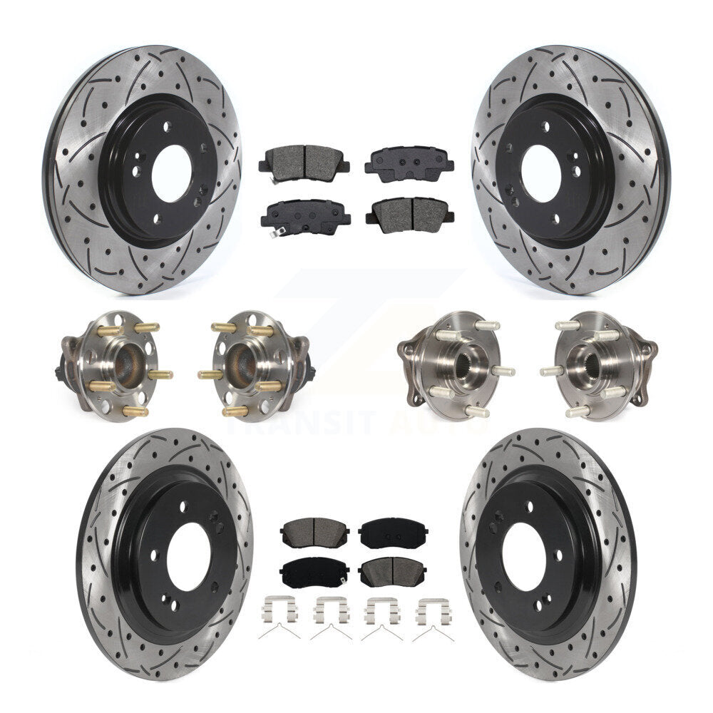 Hub Bearing Coated Disc Brake Rotor And Pad Front Rear Kit (10Pc) For Kia Optima