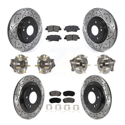Hub Bearing Coated Disc Brake Rotor And Pad Front Rear Kit (10Pc) For Kia Optima