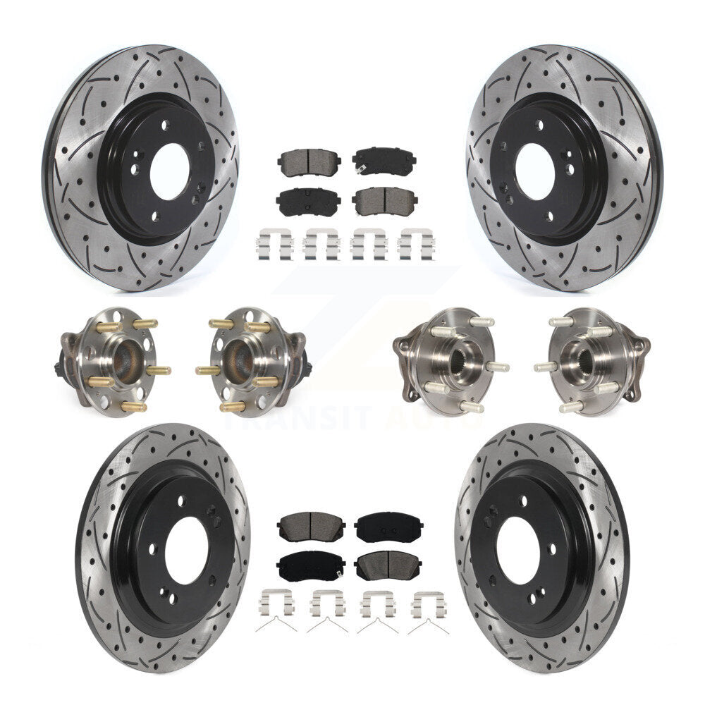Hub Bearing Coated Disc Brake Rotor And Pad Front Rear Kit (10Pc) For Kia Optima