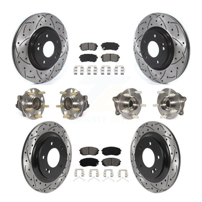 Hub Bearing Coated Disc Brake Rotor And Pad Front Rear Kit (10Pc) For Kia Optima