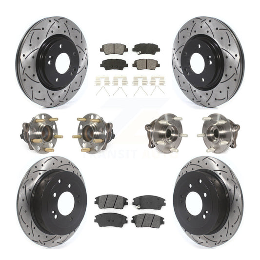 Hub Bearing Coated Brake Rotor Pads Front Rear Kit (10Pc) For Hyundai Tucson Kia