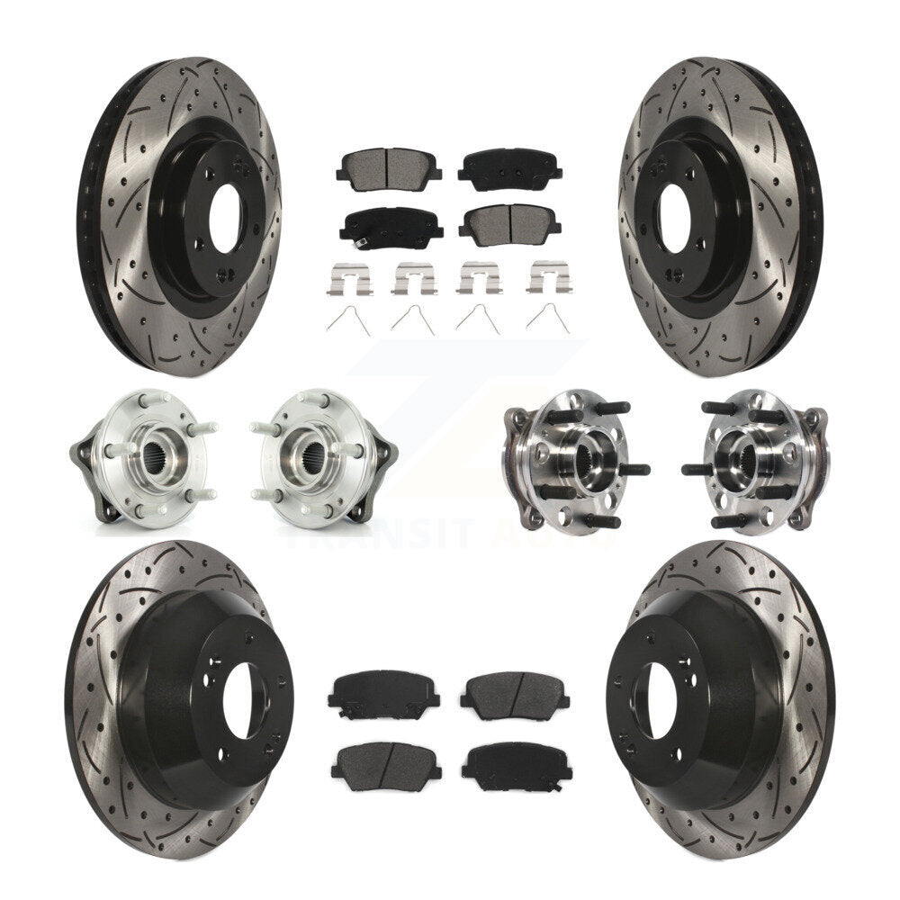 Hub Bearing Coated Brake Rotor Pad Front Rear Kit For Hyundai Santa Fe Sport AWD