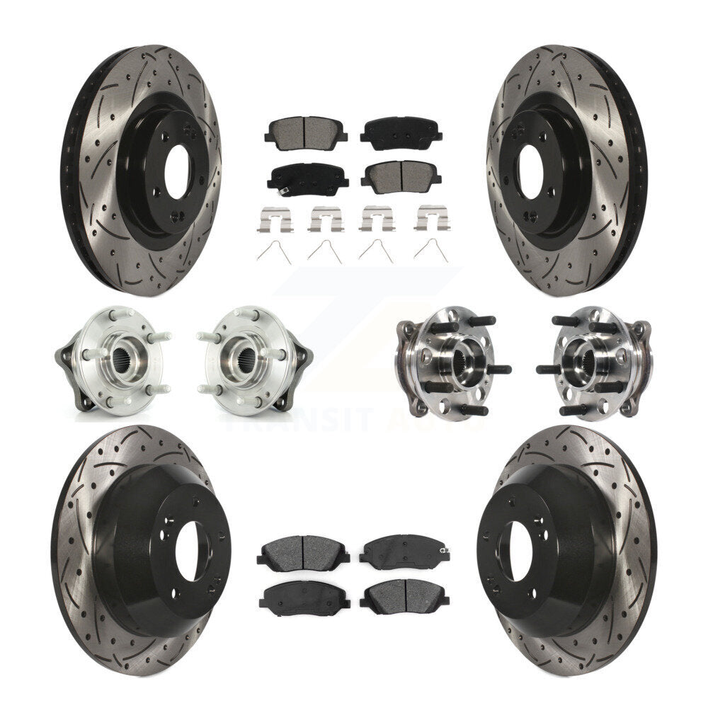 Hub Bearing Coated Brake Rotor Pad Front Rear Kit (10Pc) For Hyundai Santa Fe XL
