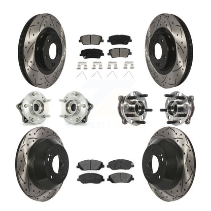 Hub Bearing Coated Brake Rotor Pad Front Rear Kit (10Pc) For Hyundai Santa Fe XL