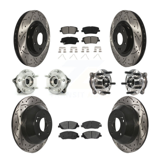 Hub Bearing Coated Brake Rotor Pad Front Rear Kit (10Pc) For Hyundai Santa Fe XL