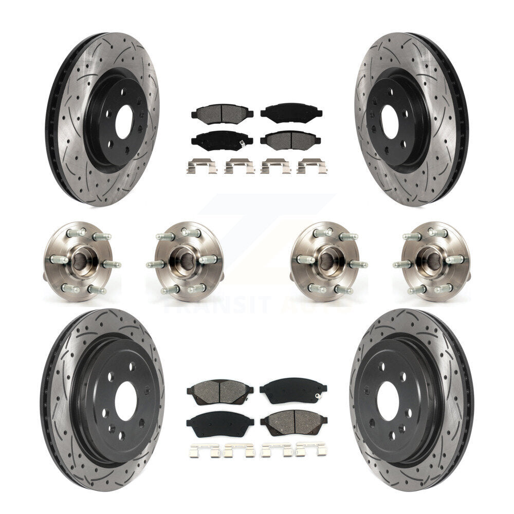 Hub Bearing Coated Brake Rotor & Pad Front Rear Kit (10Pc) For Cadillac SRX Saab