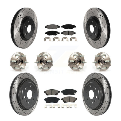 Hub Bearing Coated Brake Rotor & Pad Front Rear Kit (10Pc) For Cadillac SRX Saab