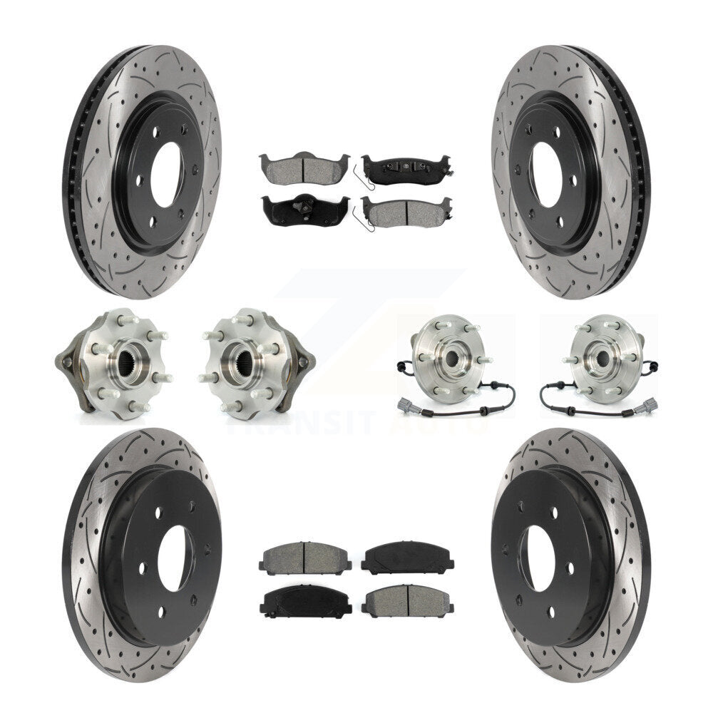 Hub Bearing Coated Disc Brake Rotor Pads Front Rear Kit (10Pc) For Nissan Armada