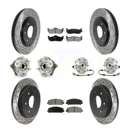 Hub Bearing Coated Disc Brake Rotor Pads Front Rear Kit (10Pc) For Nissan Armada