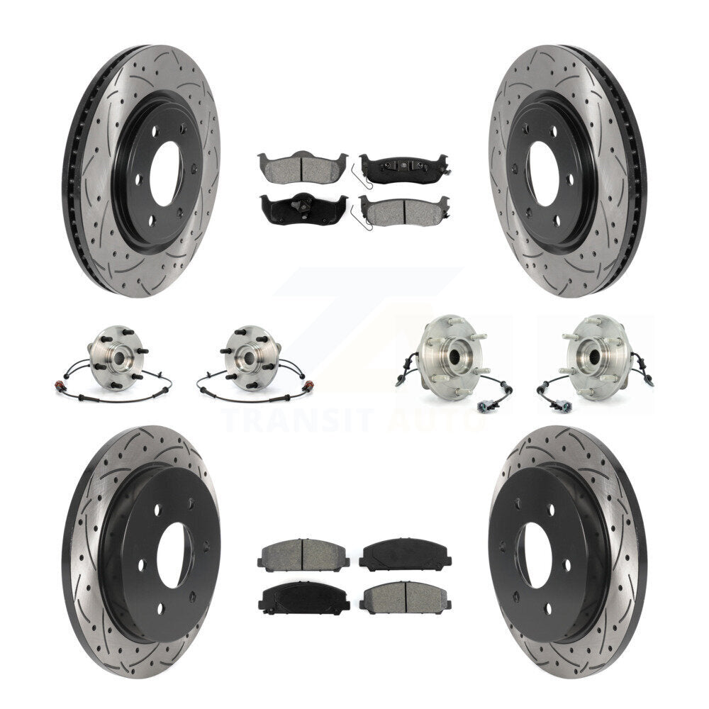 Hub Bearing Coated Disc Brake Rotor Pads Front Rear Kit (10Pc) For INFINITI QX56