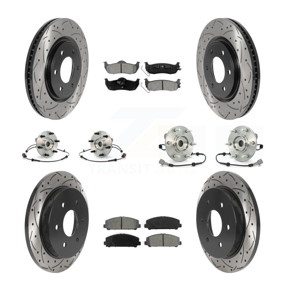 Hub Bearing Coated Brake Rotor Pads Front Rear Kit (10Pc) For Nissan Armada QX56