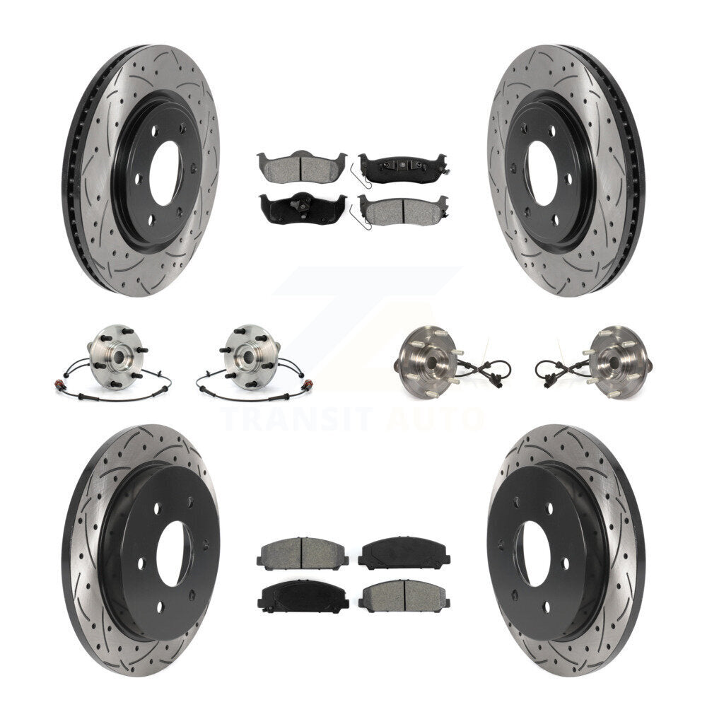 Hub Bearing Coated Disc Brake Rotor Pads Front Rear Kit (10Pc) For Nissan Armada