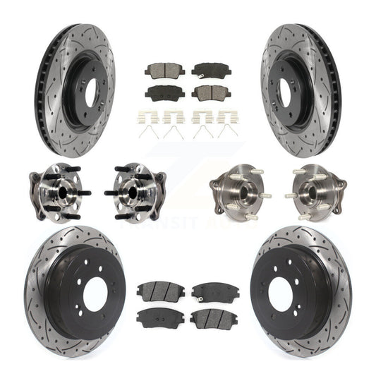 Hub Bearing Coated Disc Brake Rotor & Pad Front Rear Kit (10Pc) For Kia Sportage