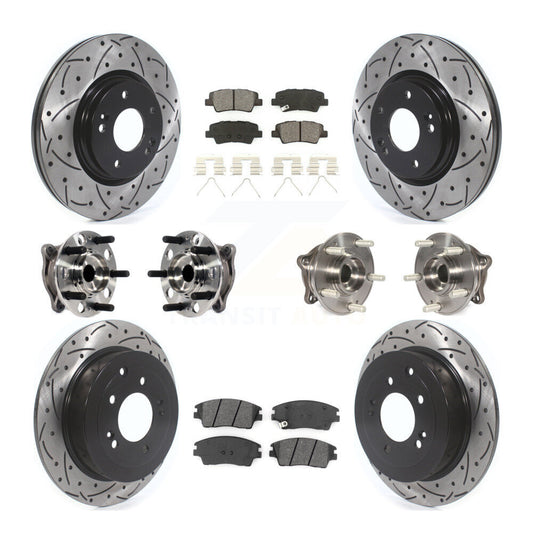 Hub Bearing Coated Brake Rotor Pads Front Rear Kit (10Pc) For Hyundai Tucson Kia