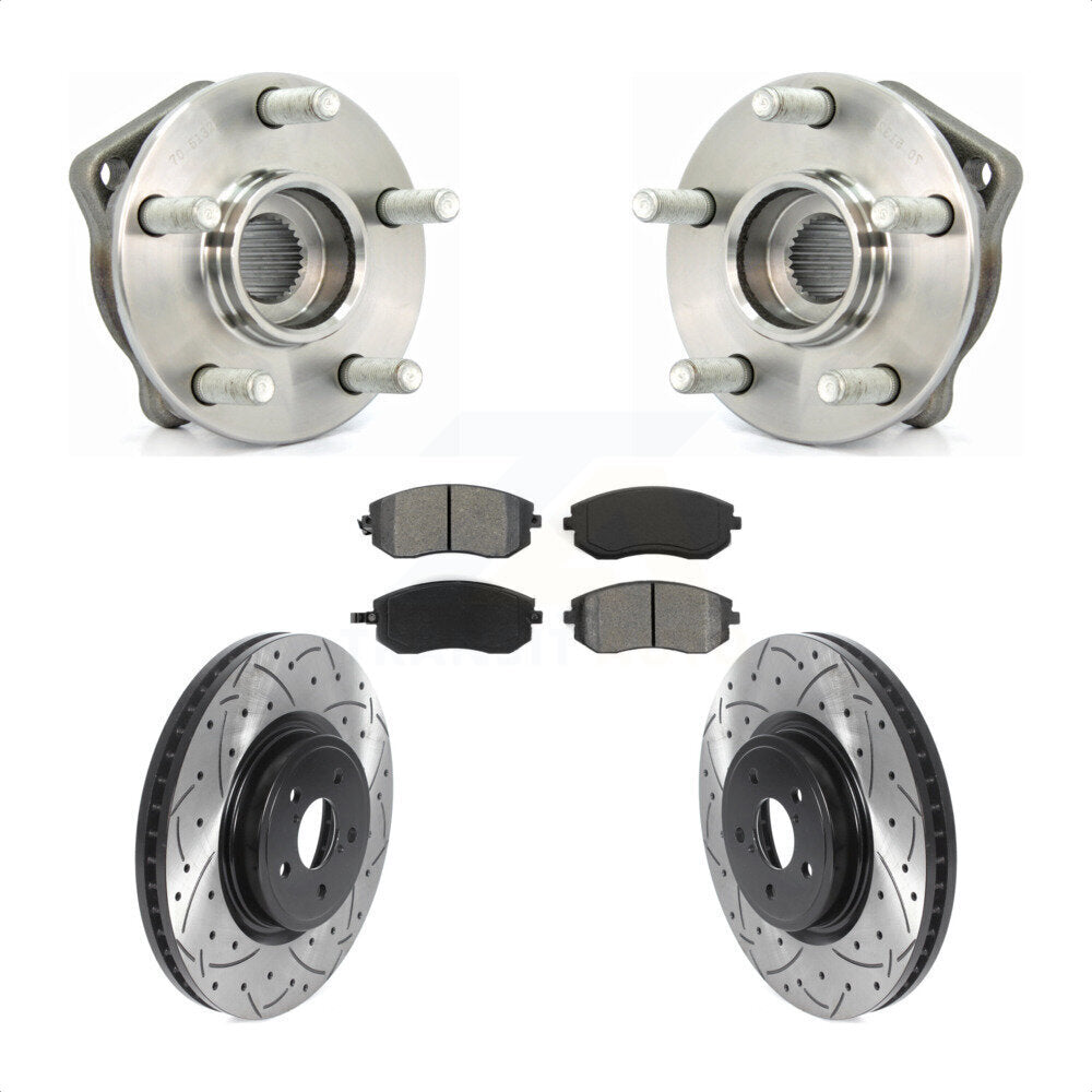 Hub Bearing Assembly Coat Drill Slot Brake Rotor Pad Front Kit For Subaru Legacy