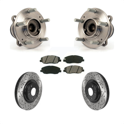 Hub Bearing Drilled Slot Brake Rotor Pad Front Kit For 2012 Hyundai Genesis 3.8L