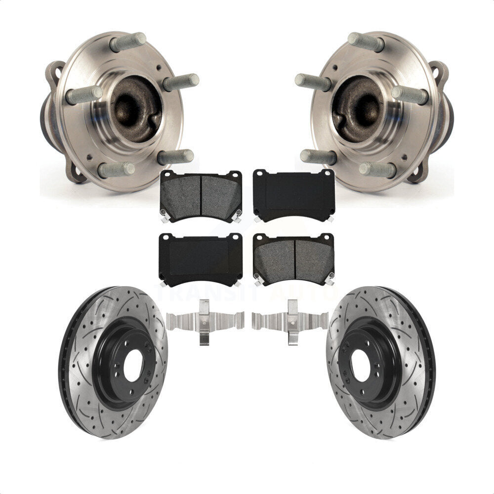 Hub Bearing Assembly Drilled Slot Brake Rotor Pads Front Kit For Hyundai Genesis