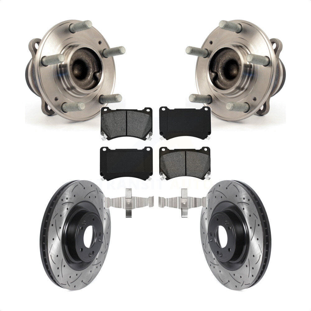 Hub Bearing Coat Drill Slot Brake Rotor Pads Front Kit For Hyundai Genesis Equus