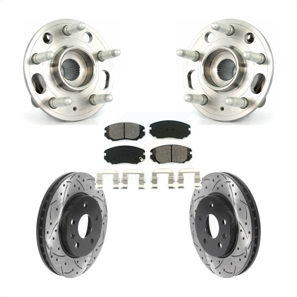 Hub Bearing Coat Drill Slot Brake Rotor Pad Front Kit For Chevrolet Malibu Buick