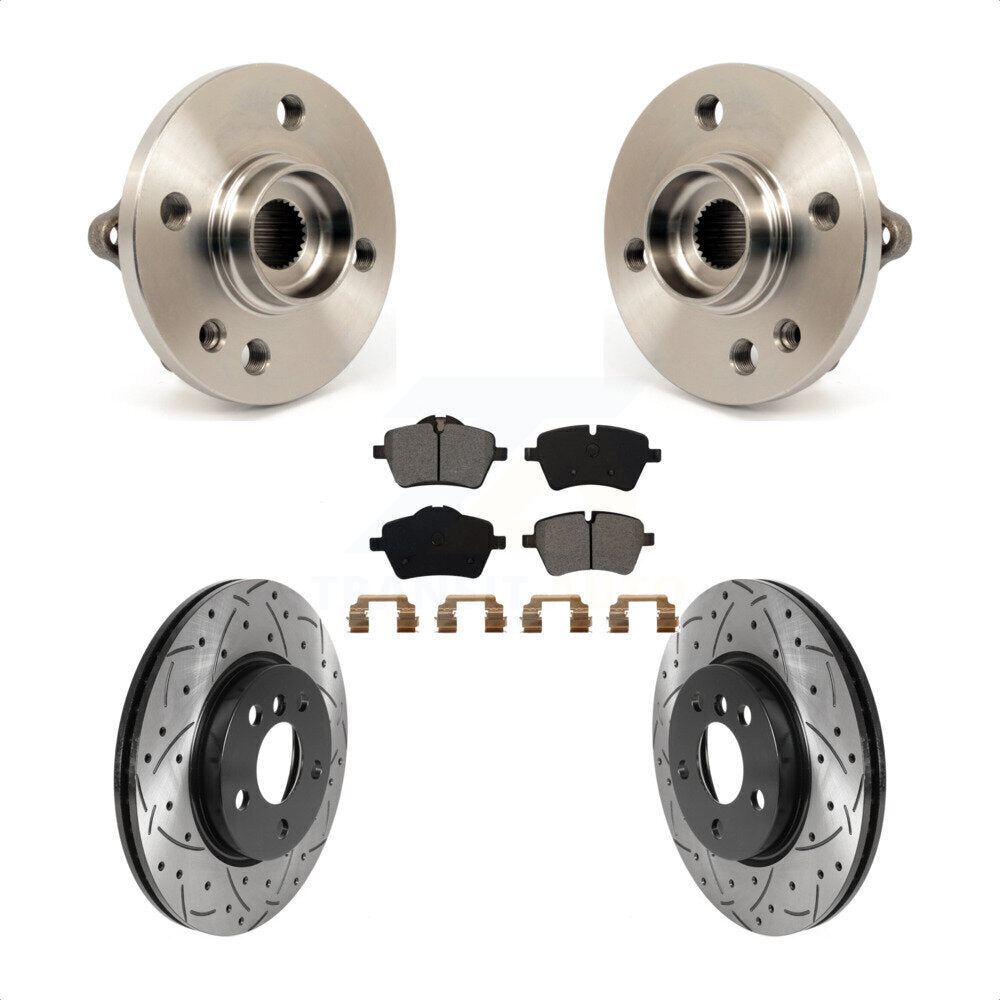 Hub Bearing Drill Slot Brake Rotor Pads Front Kit For 2014-2015 Mini Cooper 1.6L