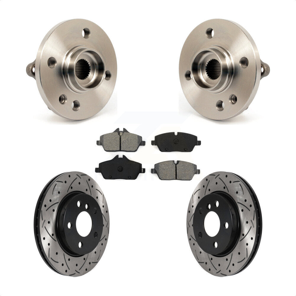 Hub Bearing Drill Slot Brake Rotor Pads Front Kit For 2014-2015 Mini Cooper 1.6L