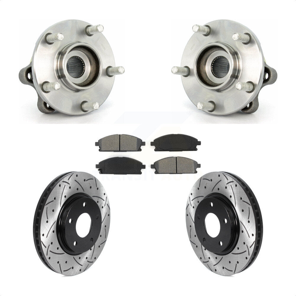 Hub Bearing Coat Drill Slot Brake Rotor Pad Front Kit For 2004-2009 Nissan Quest