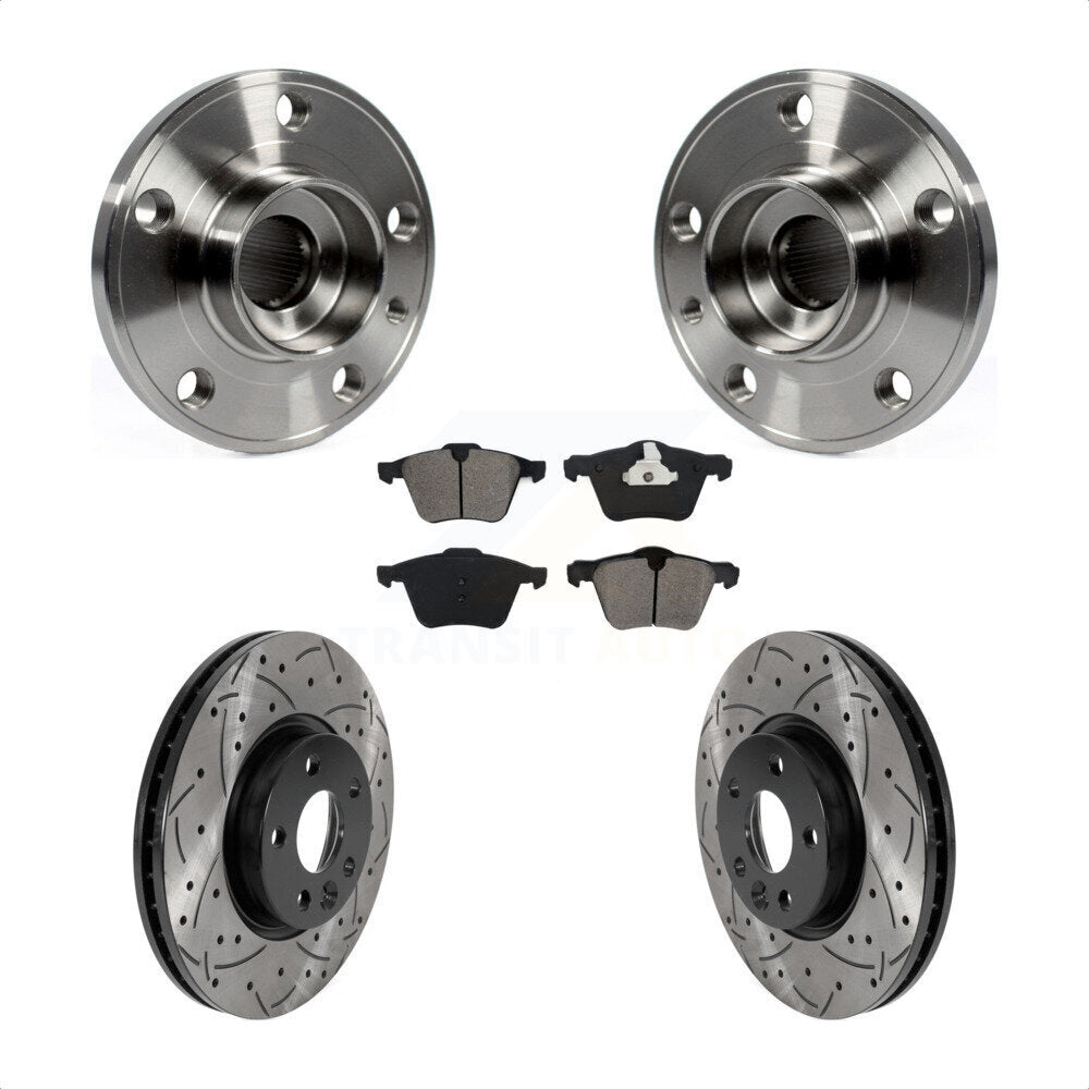 Hub Bearing Assembly Coated Drilled Slot Brake Rotor Pad Front Kit For Volvo V70