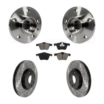 Hub Bearing Assembly Coated Drilled Slot Brake Rotor Pad Front Kit For Volvo V70
