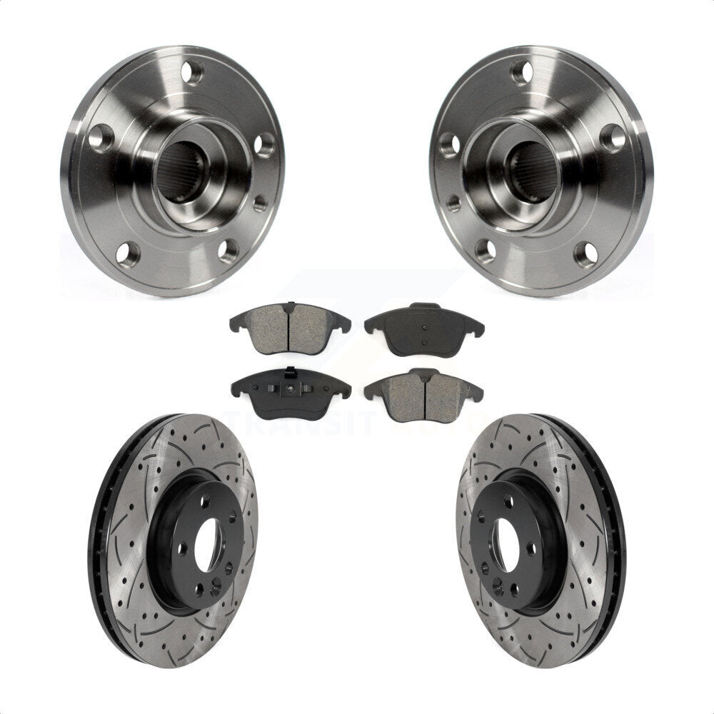 Hub Bearing Drill Slot Brake Rotor Pads Front Kit For Volvo XC70 S60 V60 S80 V70