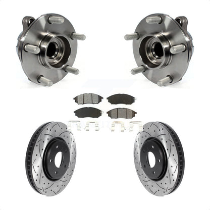 Hub Bearing Coat Drill Slot Brake Rotor Pad Front Kit For INFINITI FX35 FX37 RWD