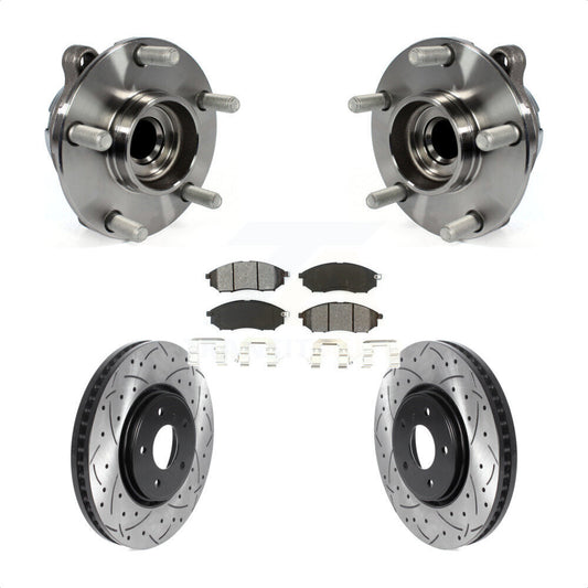 Hub Bearing Coat Drill Slot Brake Rotor Pad Front Kit For INFINITI FX35 FX37 RWD