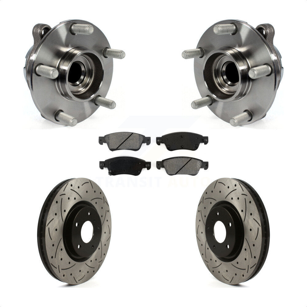 Hub Bearing Coated Drill Slot Brake Rotor Pad Front Kit For INFINITI G37 G35 Q60