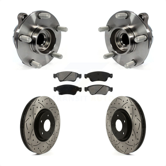 Hub Bearing Coated Drill Slot Brake Rotor Pad Front Kit For INFINITI G37 G35 Q60