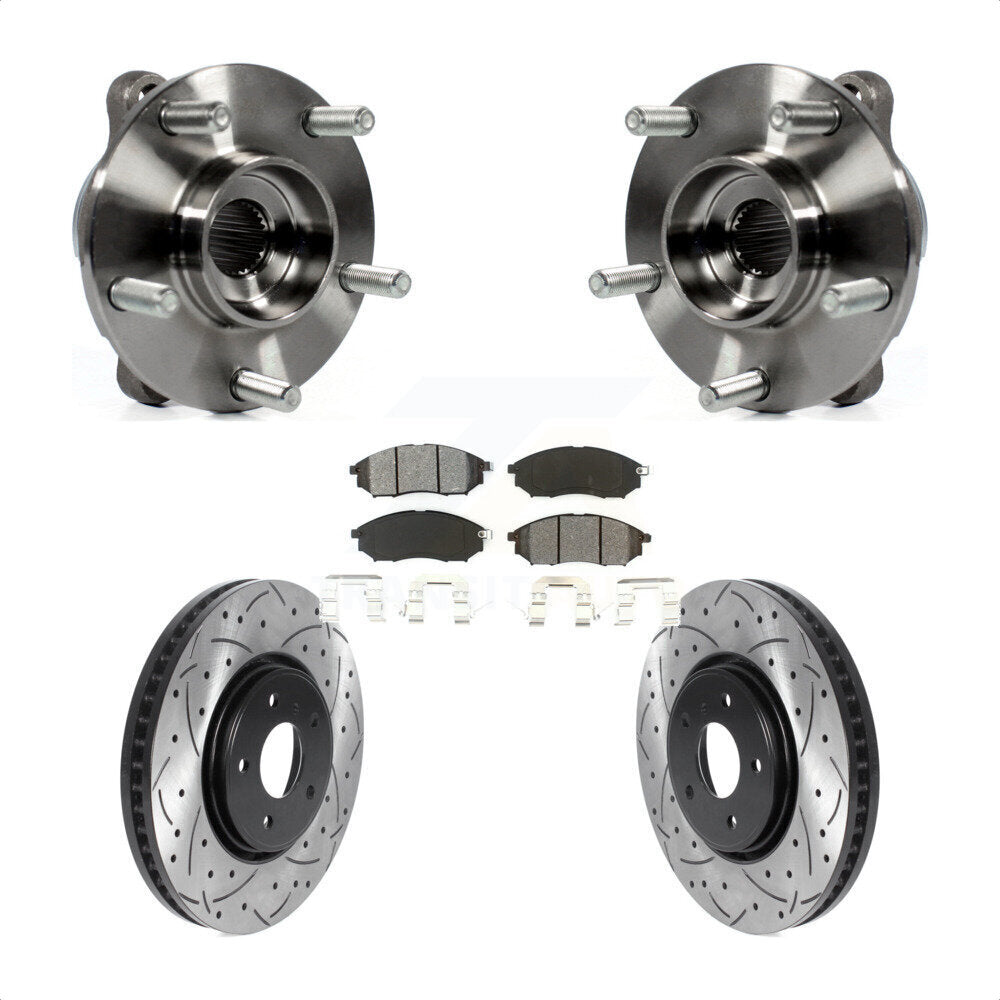Hub Bearing Drilled Slot Brake Rotor & Pad Front Kit For INFINITI FX35 FX37 FX45