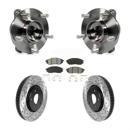 Hub Bearing Drilled Slot Brake Rotor & Pad Front Kit For INFINITI FX35 FX37 FX45