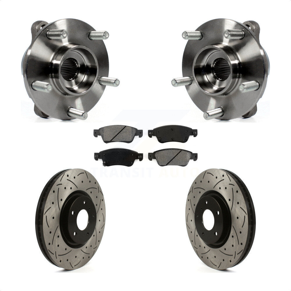 Hub Bearing Assembly Drilled Slot Brake Rotor Pad Front Kit For INFINITI G35 Q60